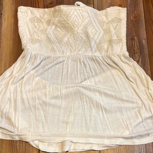 American Eagle Outfitters Cream Strapless Top